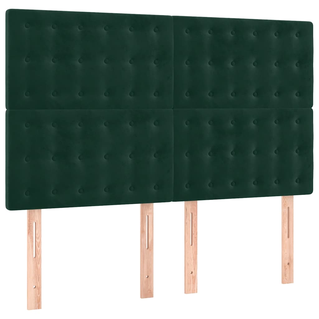 vidaXL Κρεβάτι Boxspring με Στρώμα Σκούρο Πράσινο 140x200εκ. Βελούδινο