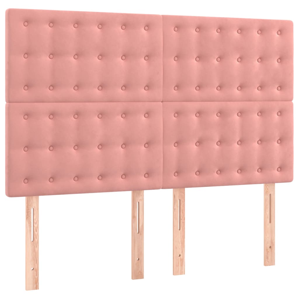 vidaXL Κρεβάτι Boxspring με Στρώμα Ροζ 140x200 εκ. Βελούδινο