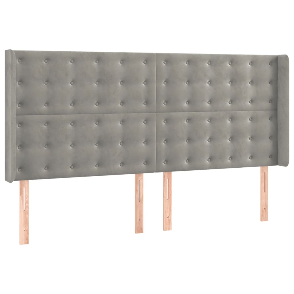 vidaXL Κρεβάτι Boxspring με Στρώμα Ανοιχτό Γκρι 160x200 εκ. Βελούδινο