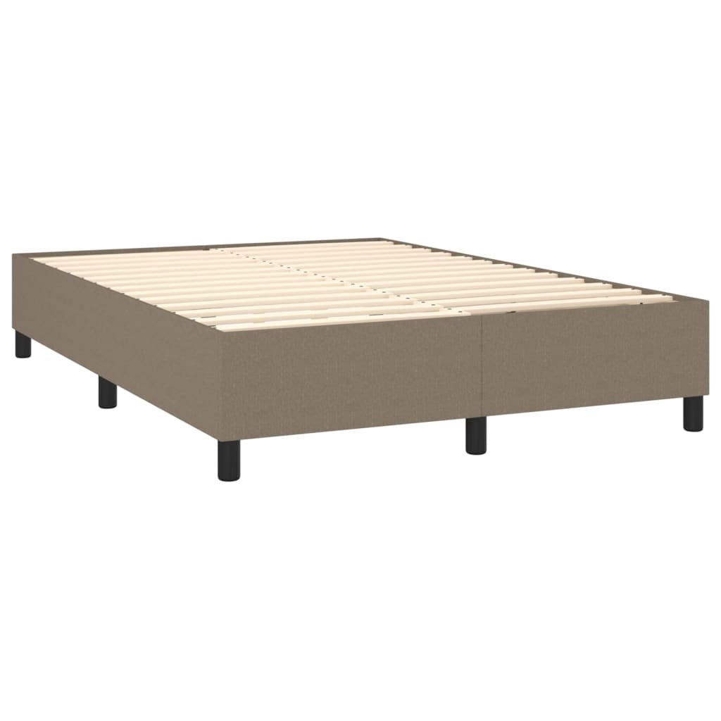 vidaXL Κρεβάτι Boxspring με Στρώμα & LED Taupe 140x200 εκ. Υφασμάτινο
