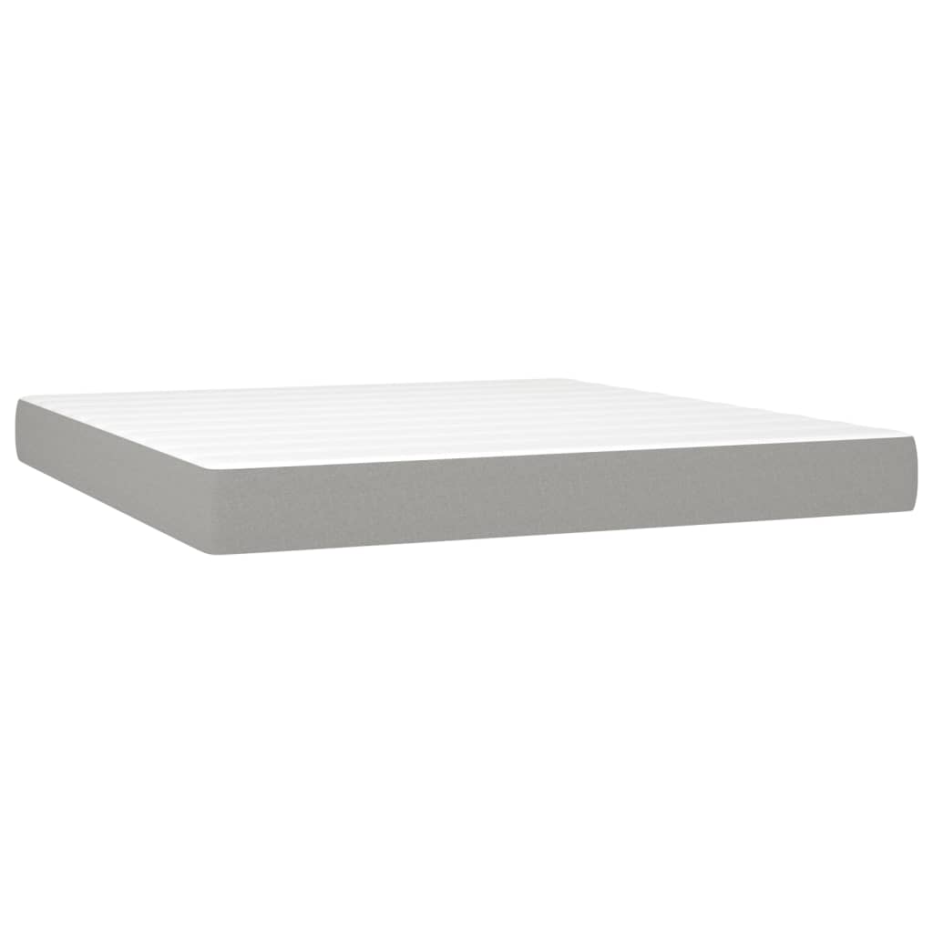 vidaXL Κρεβάτι Boxspring με Στρώμα & LED Αν.Γκρι 160x200εκ. Υφασμάτινο