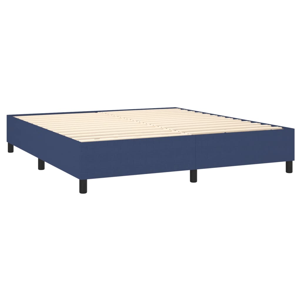 vidaXL Κρεβάτι Boxspring με Στρώμα & LED Μπλε 160x200 εκ. Υφασμάτινο