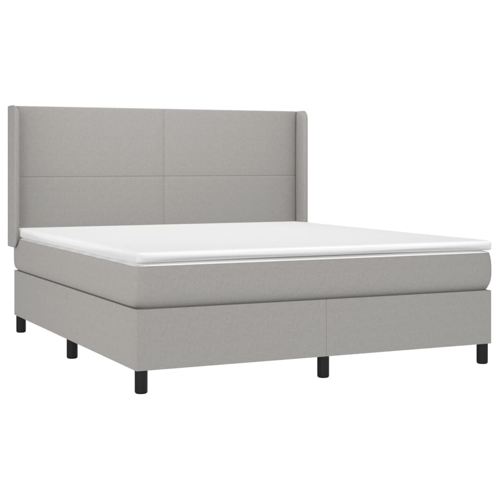 vidaXL Κρεβάτι Boxspring με Στρώμα & LED Αν.Γκρι 180x200εκ. Υφασμάτινο