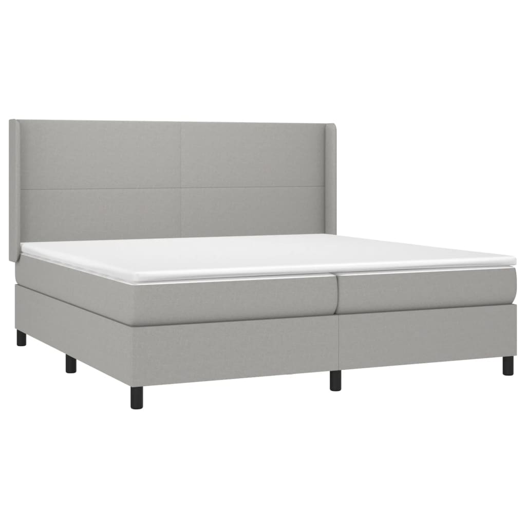 vidaXL Κρεβάτι Boxspring με Στρώμα & LED Αν.Γκρι 200x200εκ. Υφασμάτινο