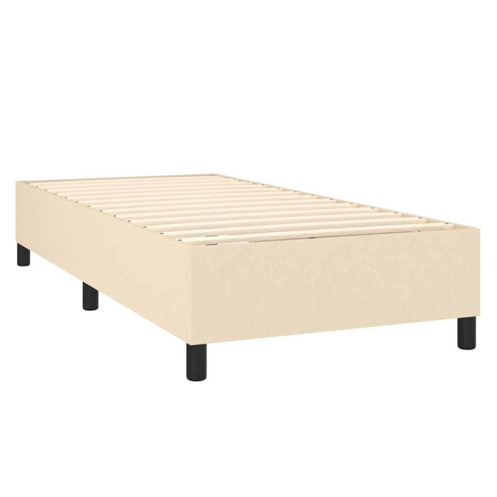 vidaXL Κρεβάτι Boxspring με Στρώμα & LED Κρεμ 90x190 εκ. Υφασμάτινο