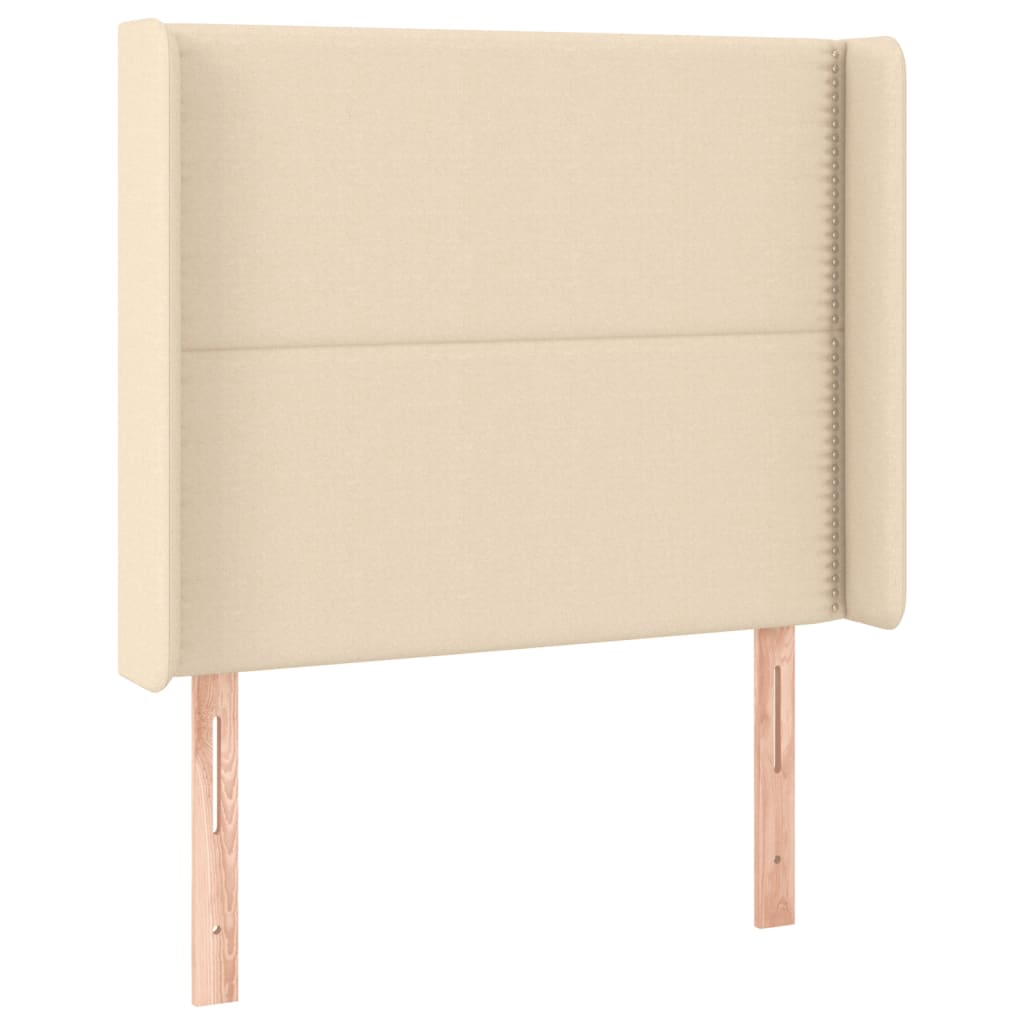 vidaXL Κρεβάτι Boxspring με Στρώμα & LED Κρεμ 90x190 εκ. Υφασμάτινο