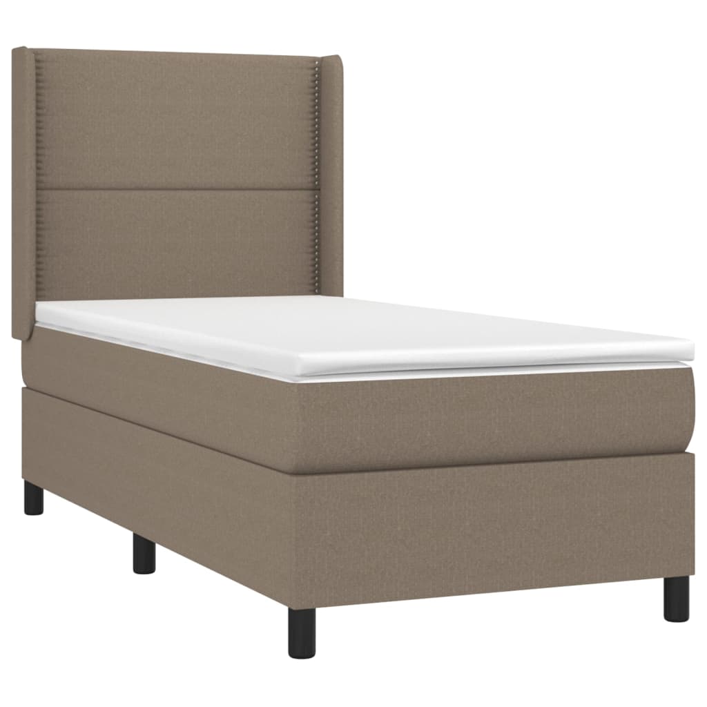 vidaXL Κρεβάτι Boxspring με Στρώμα & LED Taupe 100x200 εκ. Υφασμάτινο