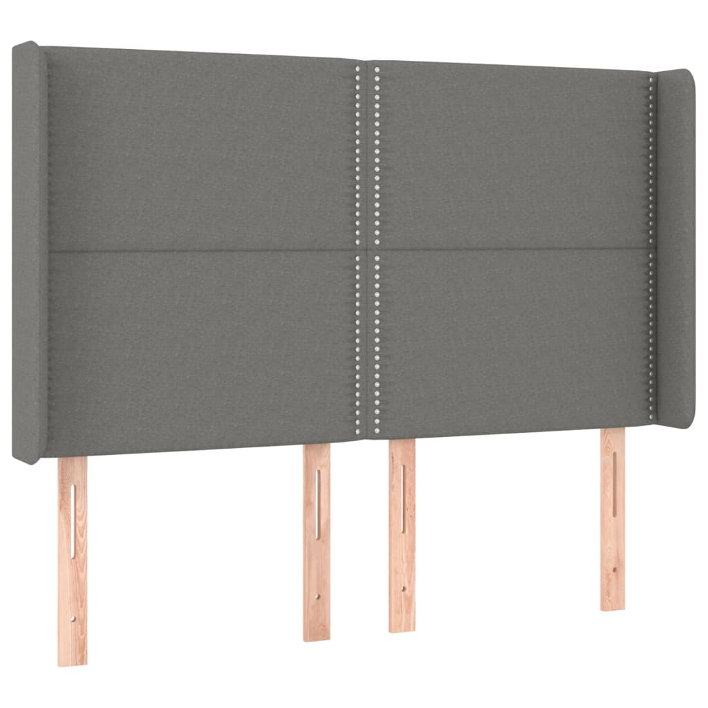 vidaXL Κρεβάτι Boxspring με Στρώμα & LED Σκ.Γκρι 140x190εκ. Υφασμάτινο