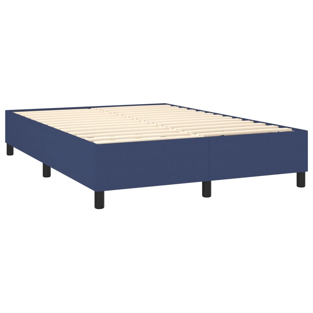 vidaXL Κρεβάτι Boxspring με Στρώμα & LED Μπλε 140x190 εκ. Υφασμάτινο