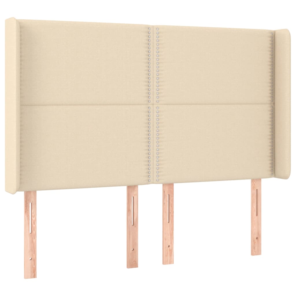 vidaXL Κρεβάτι Boxspring με Στρώμα & LED Κρεμ 140x200 εκ. Υφασμάτινο