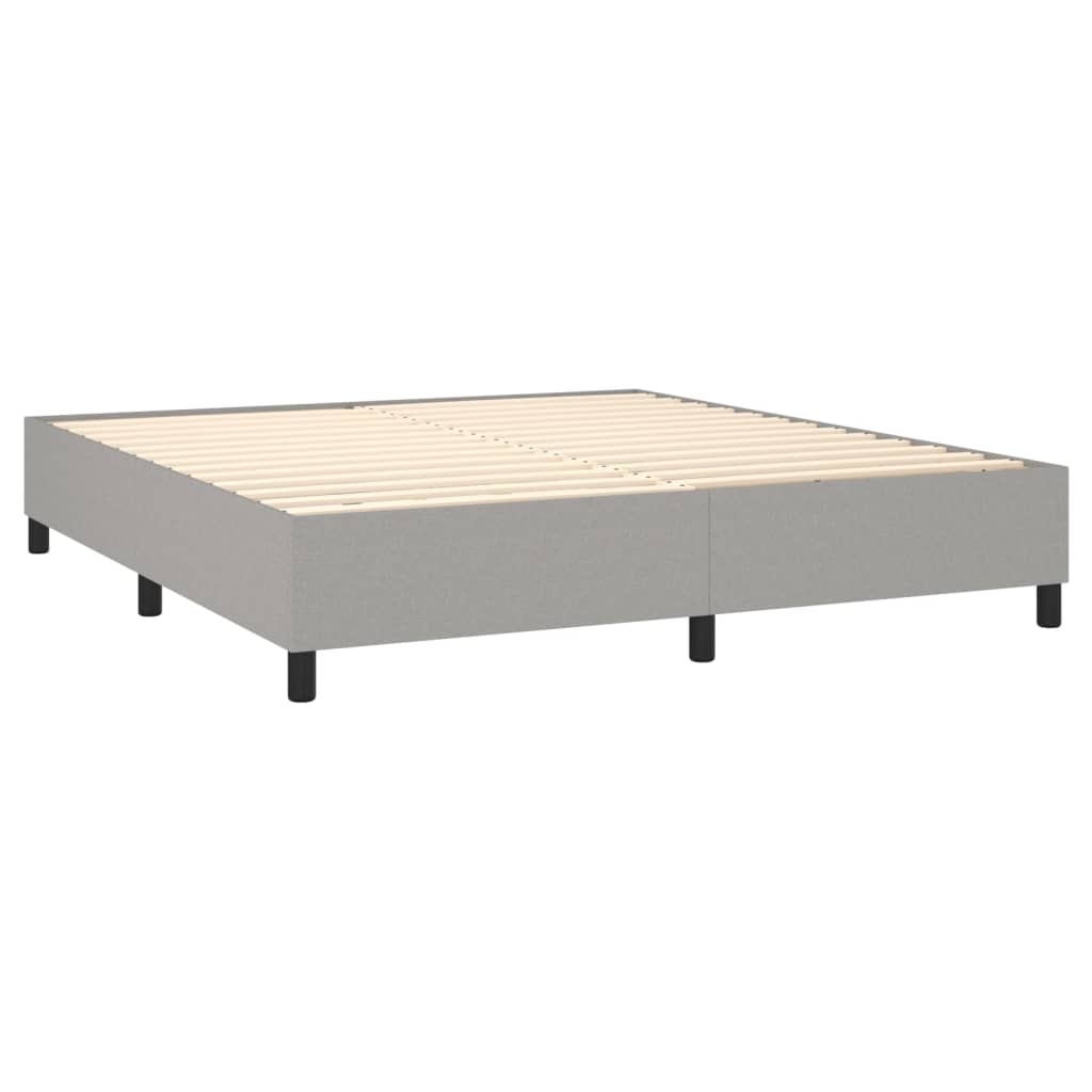 vidaXL Κρεβάτι Boxspring με Στρώμα & LED Αν.Γκρι 180x200εκ. Υφασμάτινο