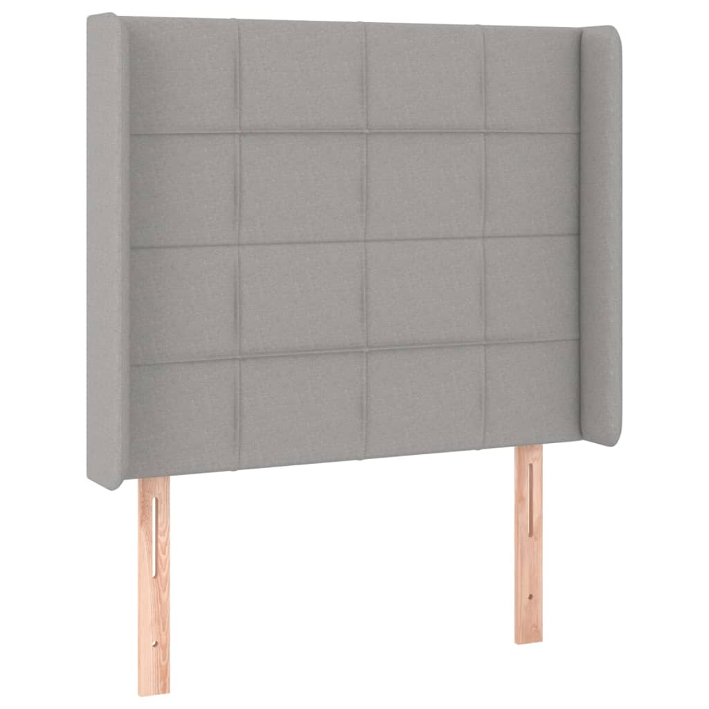 vidaXL Κρεβάτι Boxspring με Στρώμα & LED Αν.Γκρι 90x200 εκ. Υφασμάτινο