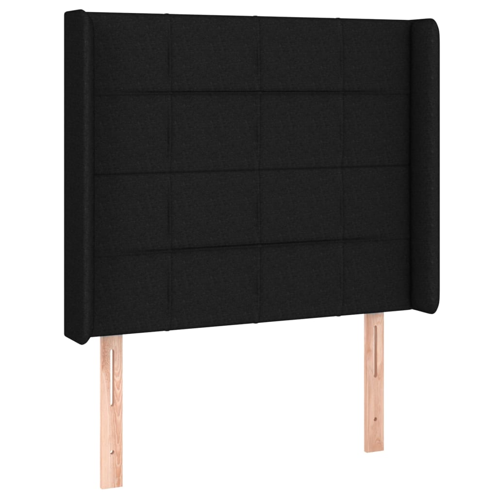 vidaXL Κρεβάτι Boxspring με Στρώμα & LED Μαύρο 90x200 εκ. Υφασμάτινο