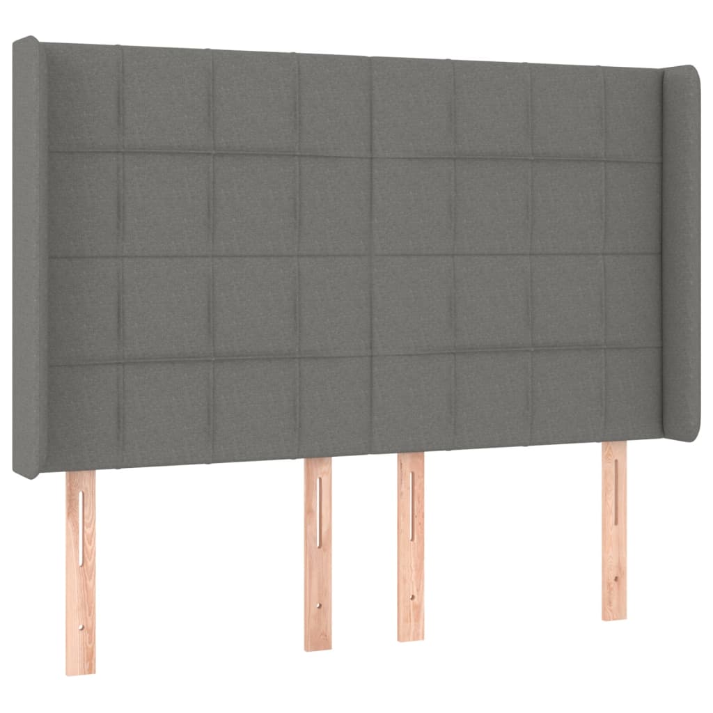 vidaXL Κρεβάτι Boxspring με Στρώμα & LED Σκ.Γκρι 140x190εκ. Υφασμάτινο