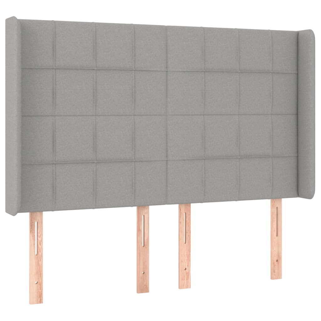 vidaXL Κρεβάτι Boxspring με Στρώμα & LED Αν.Γκρι 140x200εκ. Υφασμάτινο