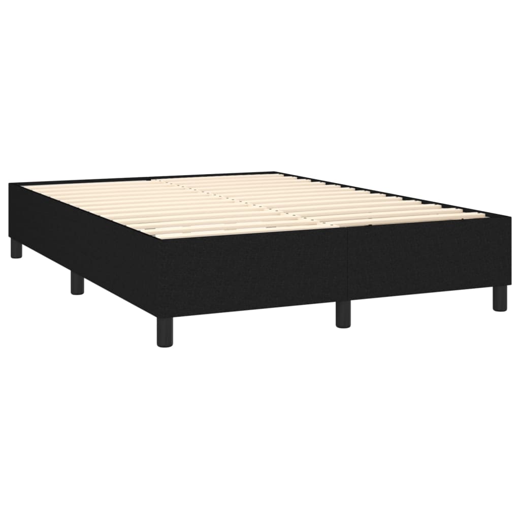 vidaXL Κρεβάτι Boxspring με Στρώμα & LED Μαύρο 140x200 εκ. Υφασμάτινο