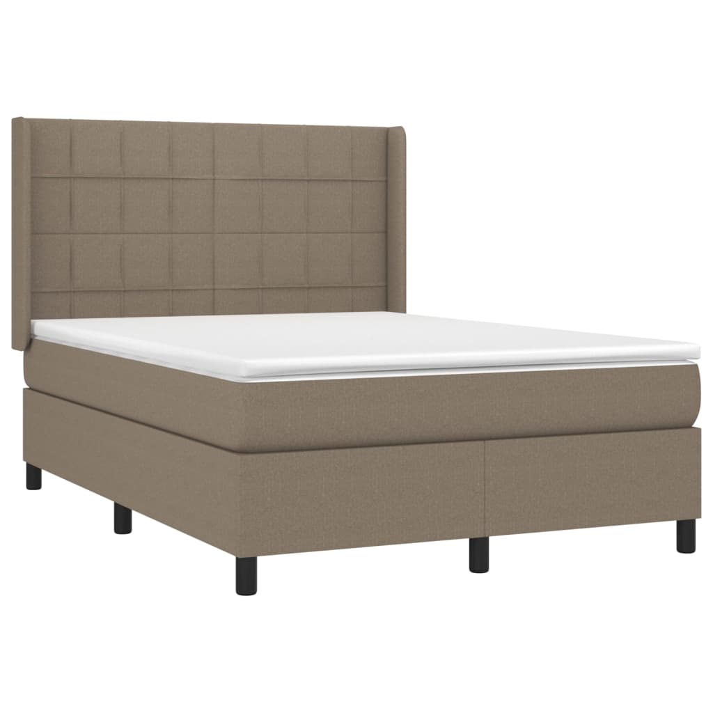 vidaXL Κρεβάτι Boxspring με Στρώμα & LED Taupe 140x200 εκ. Υφασμάτινο