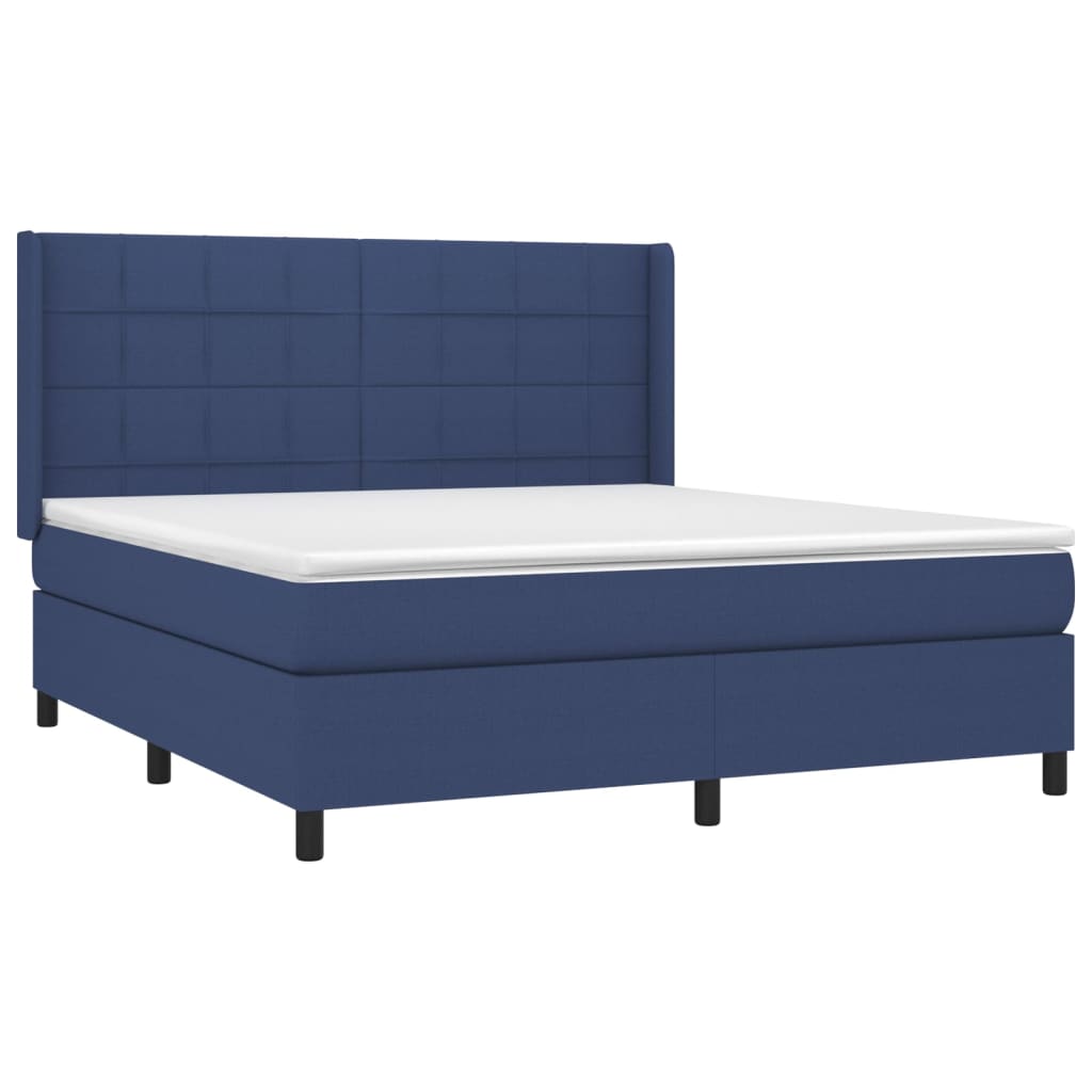 vidaXL Κρεβάτι Boxspring με Στρώμα & LED Μπλε 160x200 εκ. Υφασμάτινο