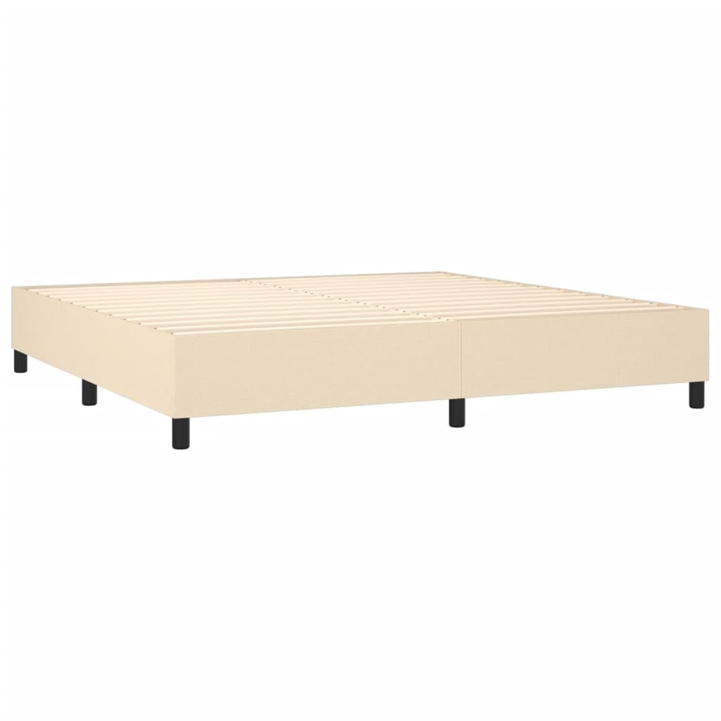 vidaXL Κρεβάτι Boxspring με Στρώμα & LED Κρεμ 200x200 εκ. Υφασμάτινο