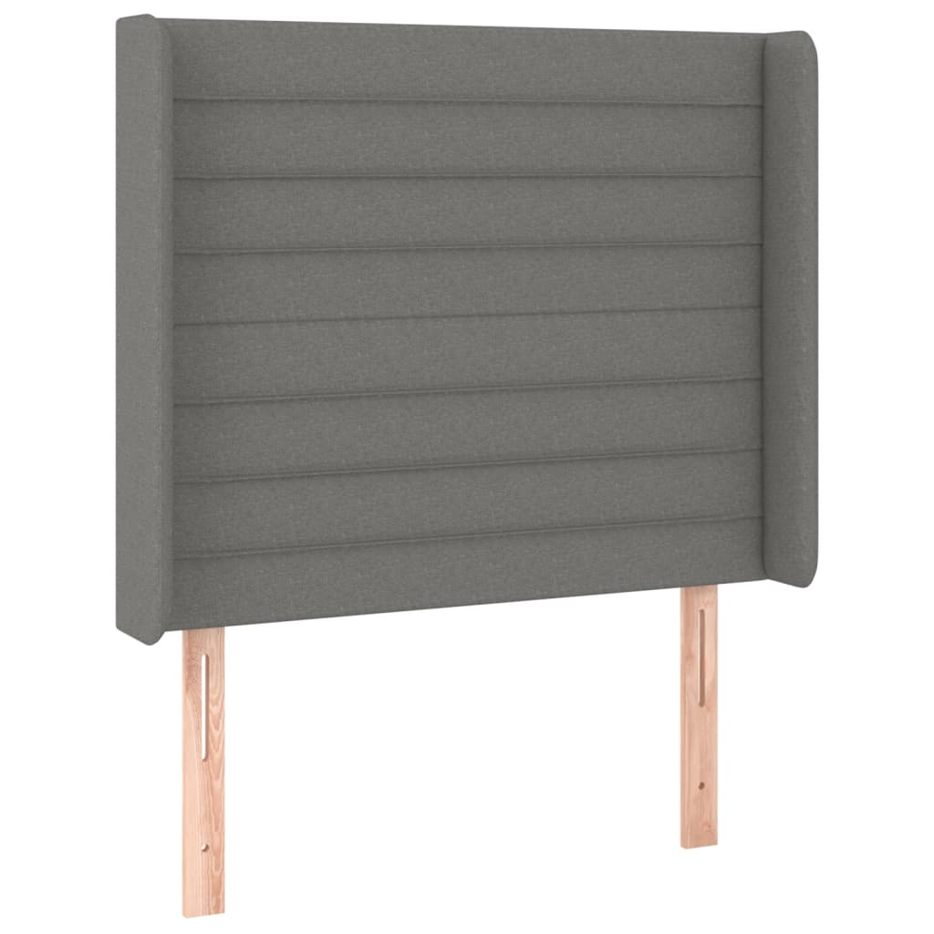 vidaXL Κρεβάτι Boxspring με Στρώμα & LED Σκ.Γκρι 80x200 εκ. Υφασμάτινο