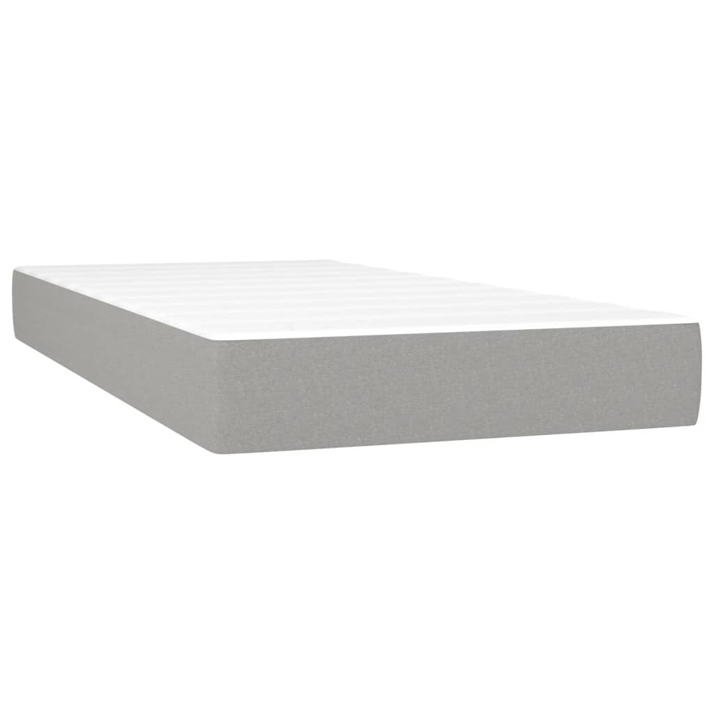 vidaXL Κρεβάτι Boxspring με Στρώμα & LED Αν.Γκρι 90x190 εκ. Υφασμάτινο