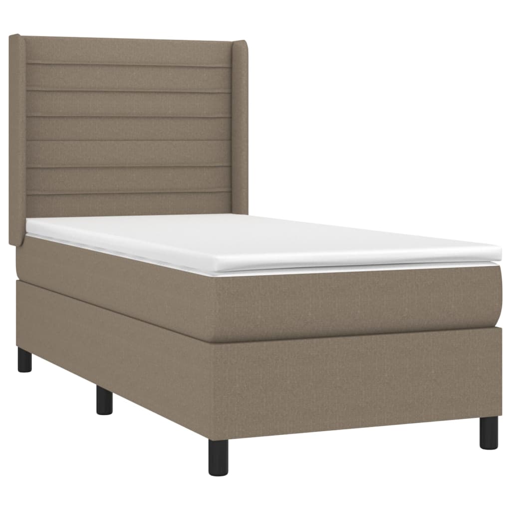 vidaXL Κρεβάτι Boxspring με Στρώμα & LED Taupe 100x200 εκ. Υφασμάτινο
