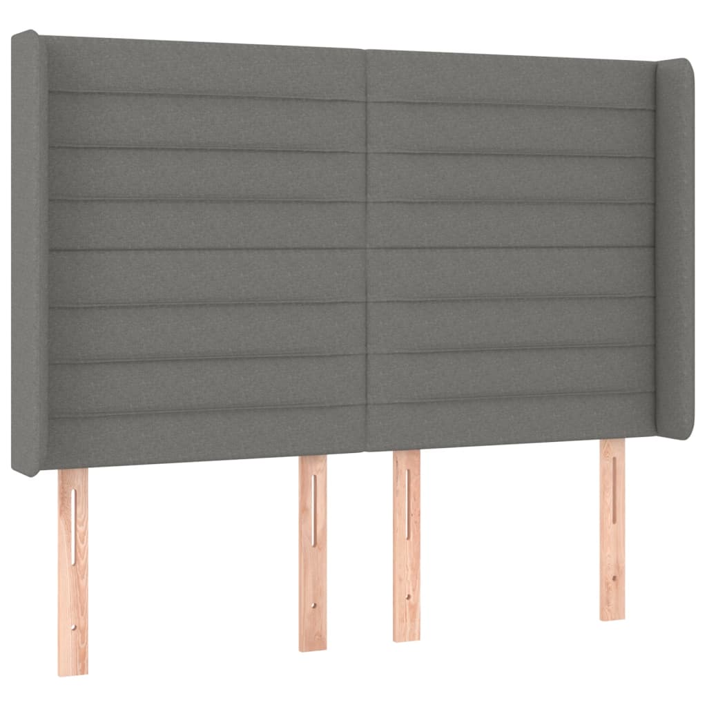 vidaXL Κρεβάτι Boxspring με Στρώμα & LED Σκ.Γκρι 140x190εκ. Υφασμάτινο