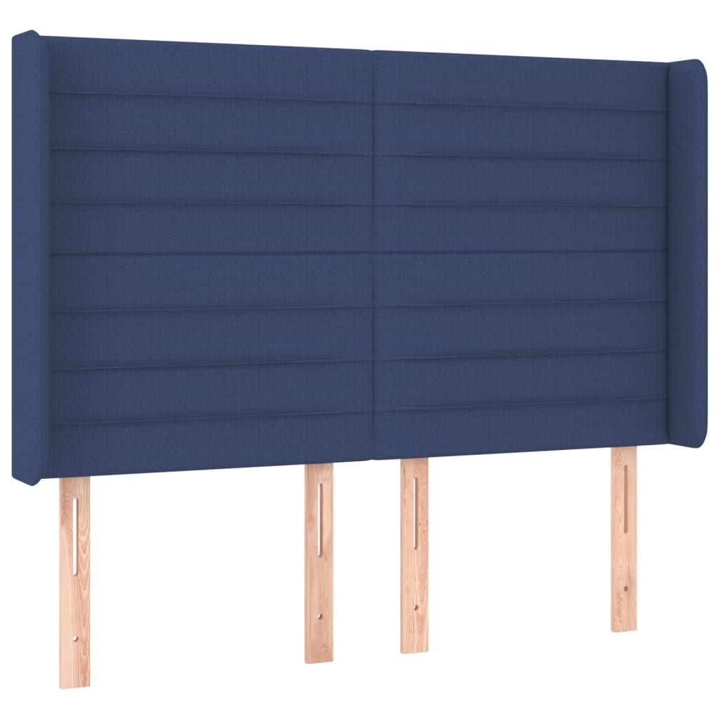 vidaXL Κρεβάτι Boxspring με Στρώμα & LED Μπλε 140x190 εκ. Υφασμάτινο