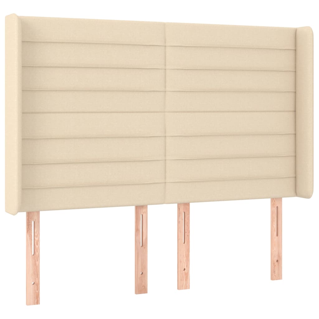 vidaXL Κρεβάτι Boxspring με Στρώμα & LED Κρεμ 140x200 εκ. Υφασμάτινο