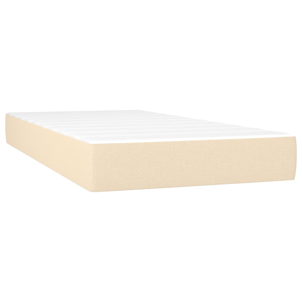 vidaXL Κρεβάτι Boxspring με Στρώμα & LED Κρεμ 100x200 εκ. Υφασμάτινο