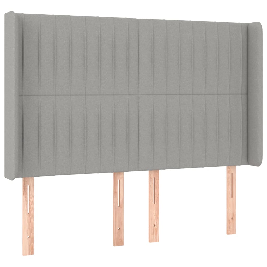 vidaXL Κρεβάτι Boxspring με Στρώμα & LED Αν.Γκρι 140x190εκ. Υφασμάτινο