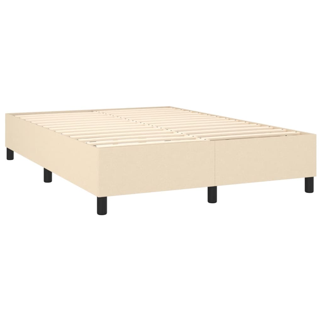 vidaXL Κρεβάτι Boxspring με Στρώμα & LED Κρεμ 140x190 εκ. Υφασμάτινο