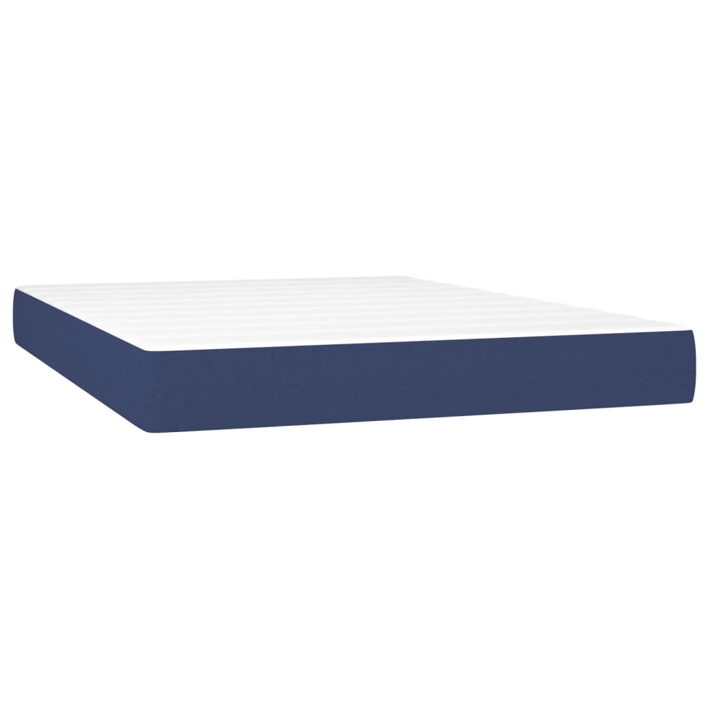 vidaXL Κρεβάτι Boxspring με Στρώμα & LED Μπλε 140x190 εκ. Υφασμάτινο