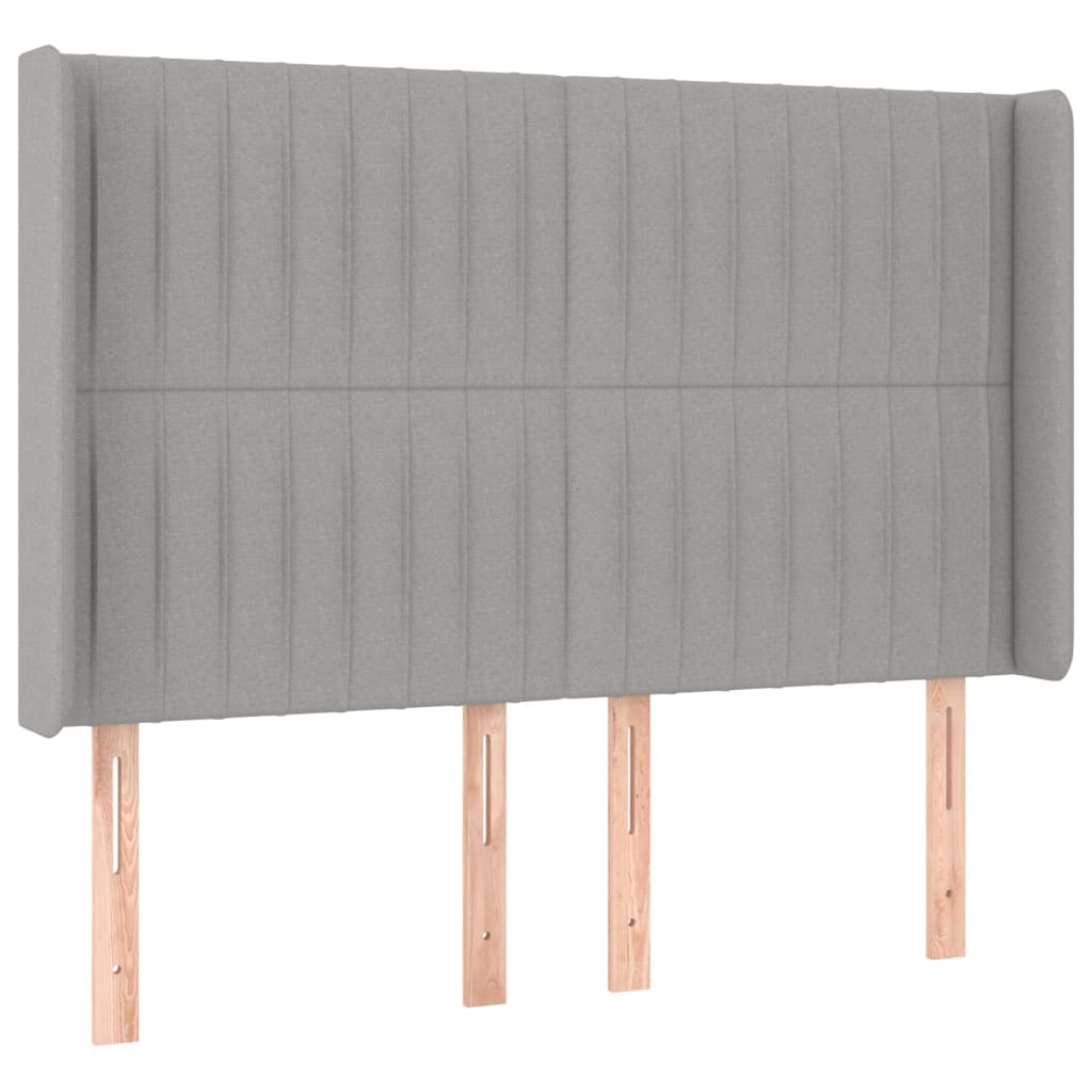 vidaXL Κρεβάτι Boxspring με Στρώμα & LED Αν.Γκρι 140x200εκ. Υφασμάτινο