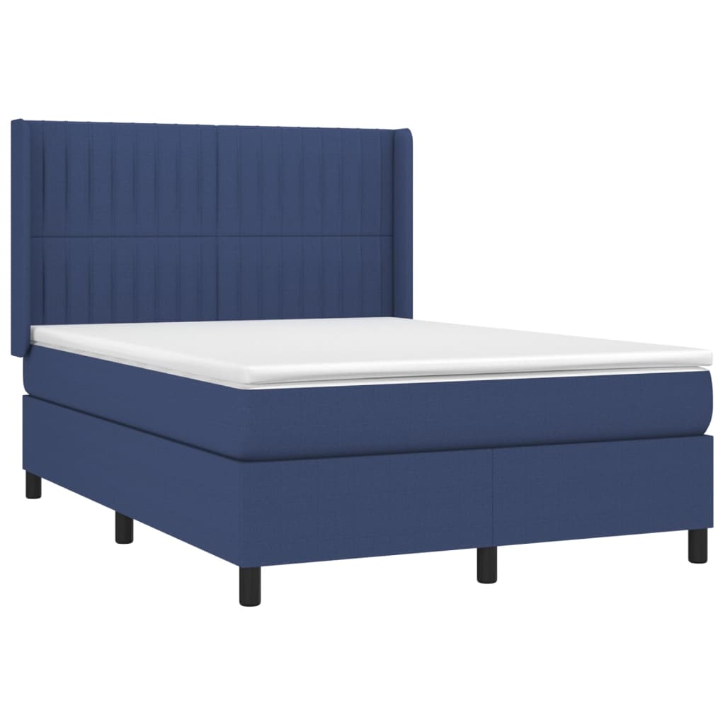 vidaXL Κρεβάτι Boxspring με Στρώμα & LED Μπλε 140x200 εκ. Υφασμάτινο