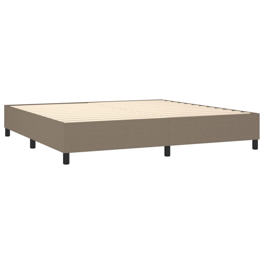 vidaXL Κρεβάτι Boxspring με Στρώμα & LED Taupe 200x200 εκ. Υφασμάτινο