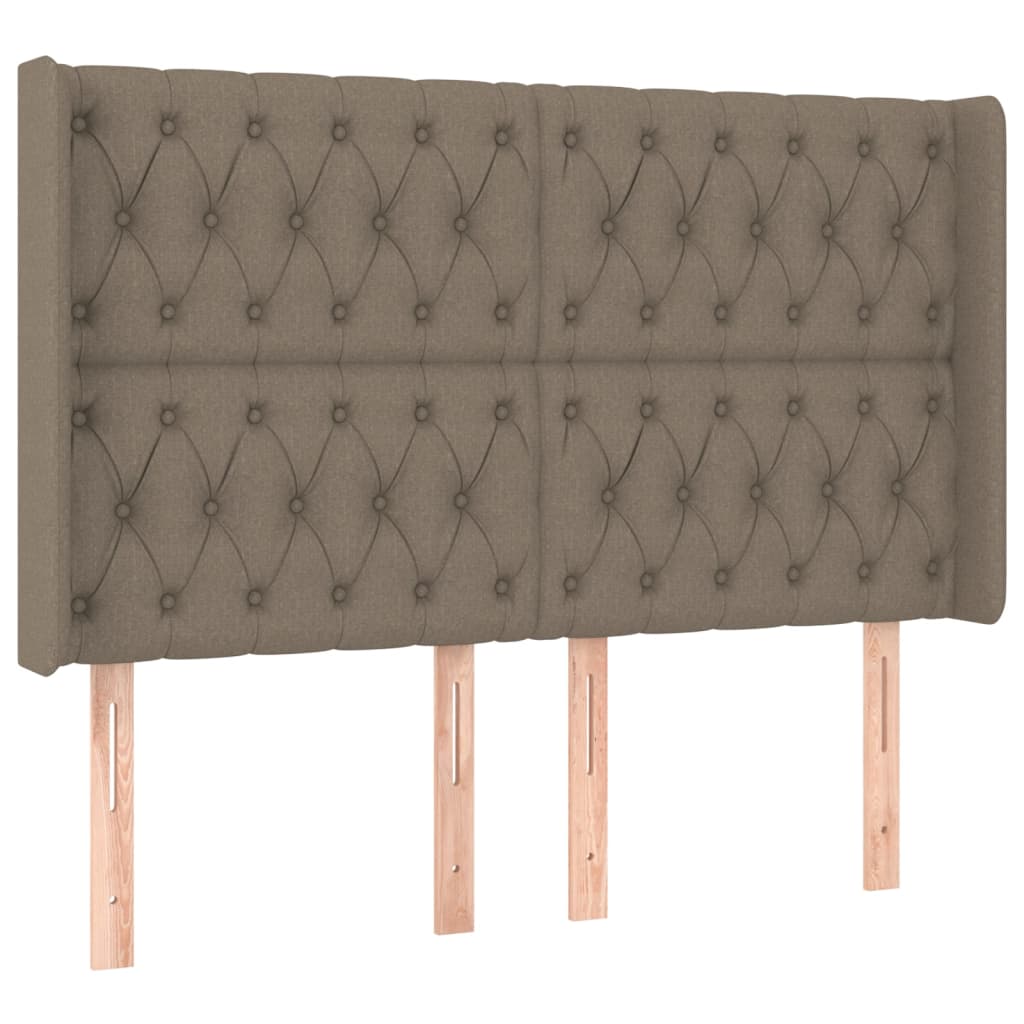 vidaXL Κρεβάτι Boxspring με Στρώμα & LED Taupe 140x200 εκ. Υφασμάτινο