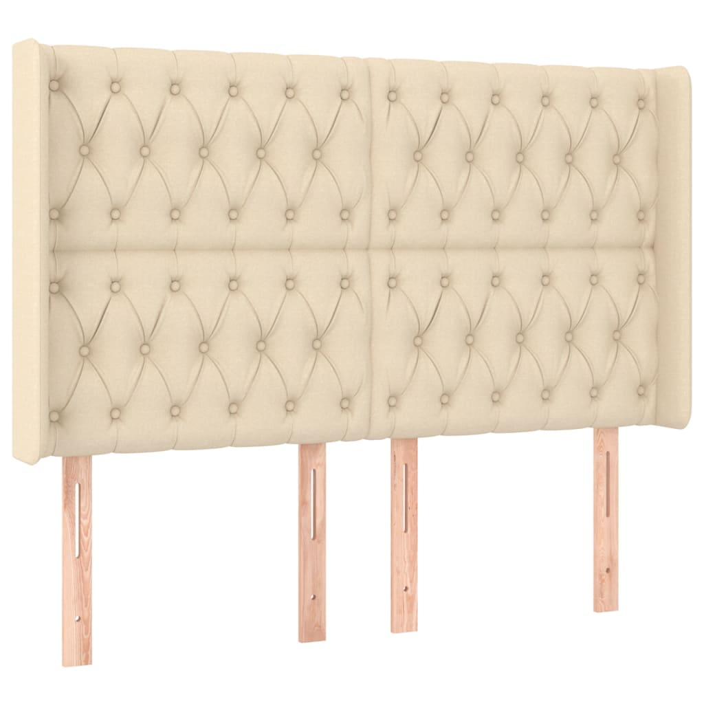 vidaXL Κρεβάτι Boxspring με Στρώμα & LED Κρεμ 160x200 εκ. Υφασμάτινο