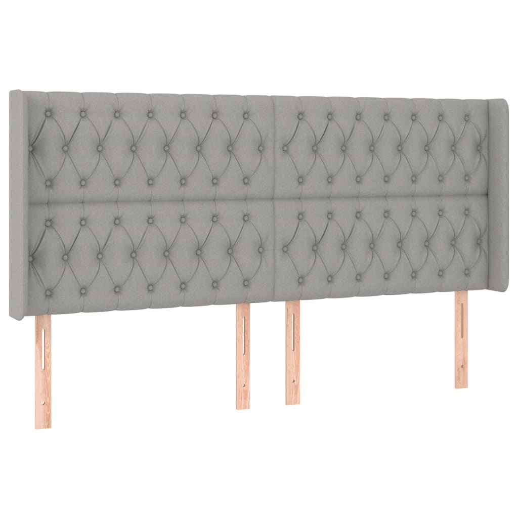 vidaXL Κρεβάτι Boxspring με Στρώμα & LED Αν.Γκρι 180x200εκ. Υφασμάτινο