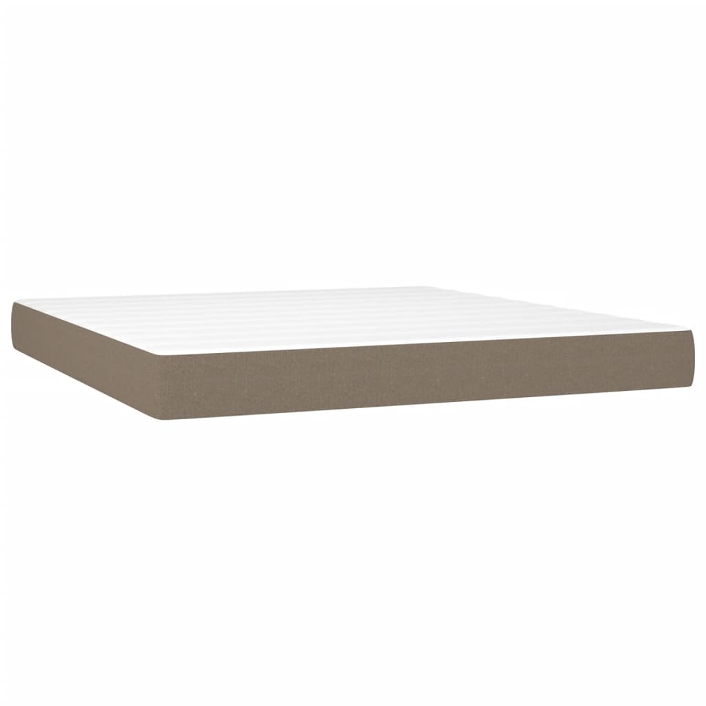 vidaXL Κρεβάτι Boxspring με Στρώμα & LED Taupe 180x200 εκ. Υφασμάτινο