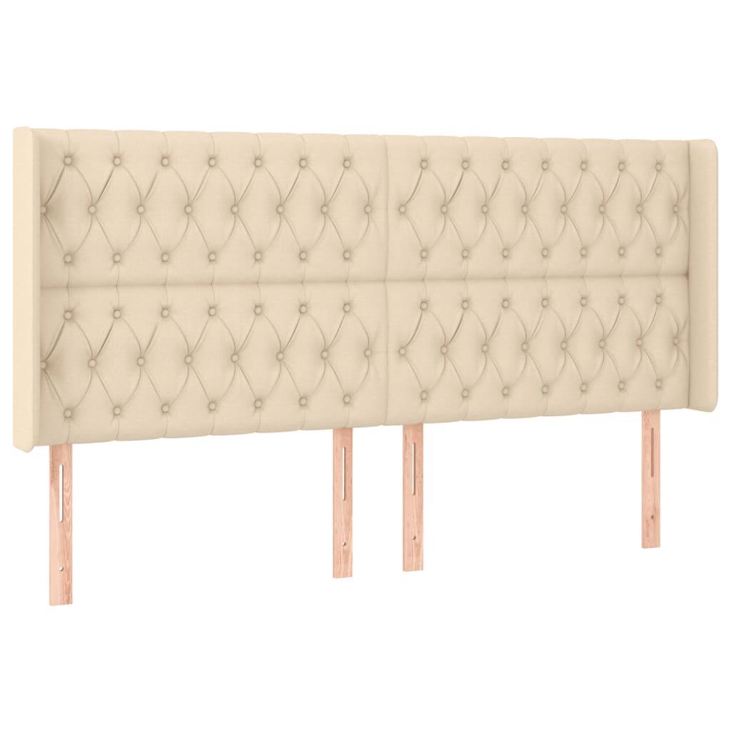 vidaXL Κρεβάτι Boxspring με Στρώμα & LED Κρεμ 180x200 εκ. Υφασμάτινο