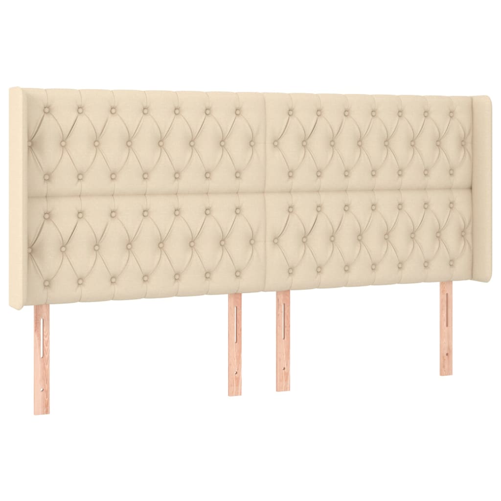 vidaXL Κρεβάτι Boxspring με Στρώμα & LED Κρεμ 200x200 εκ. Υφασμάτινο