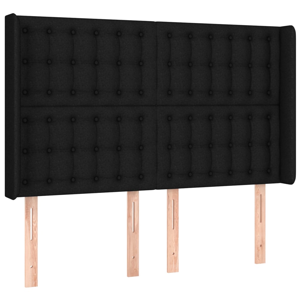 vidaXL Κρεβάτι Boxspring με Στρώμα & LED Μαύρο 140x190 εκ. Υφασμάτινο