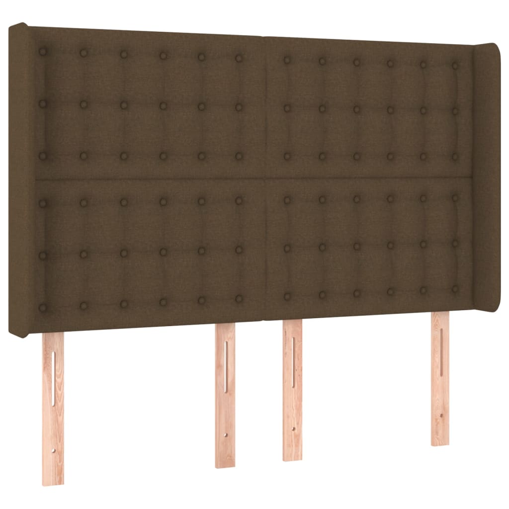 vidaXL Κρεβάτι Boxspring με Στρώμα & LED Σκ.Καφέ 140x190εκ. Υφασμάτινο