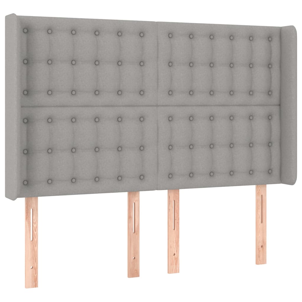 vidaXL Κρεβάτι Boxspring με Στρώμα & LED Αν.Γκρι 140x200εκ. Υφασμάτινο
