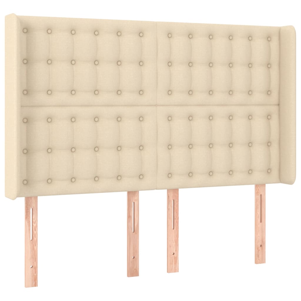 vidaXL Κρεβάτι Boxspring με Στρώμα & LED Κρεμ 140x200 εκ. Υφασμάτινο