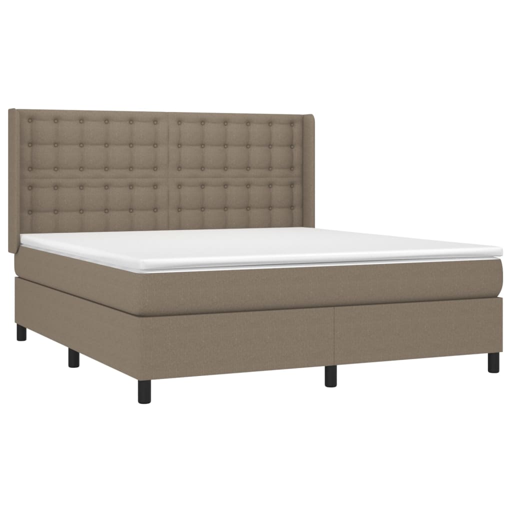 vidaXL Κρεβάτι Boxspring με Στρώμα & LED Taupe 160x200 εκ. Υφασμάτινο