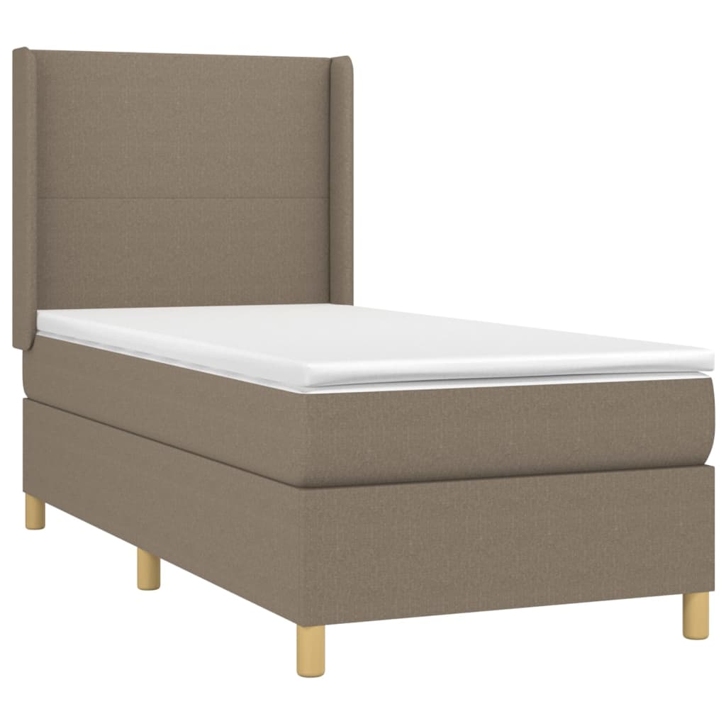 vidaXL Κρεβάτι Boxspring με Στρώμα & LED Taupe 90x190 εκ. Υφασμάτινο