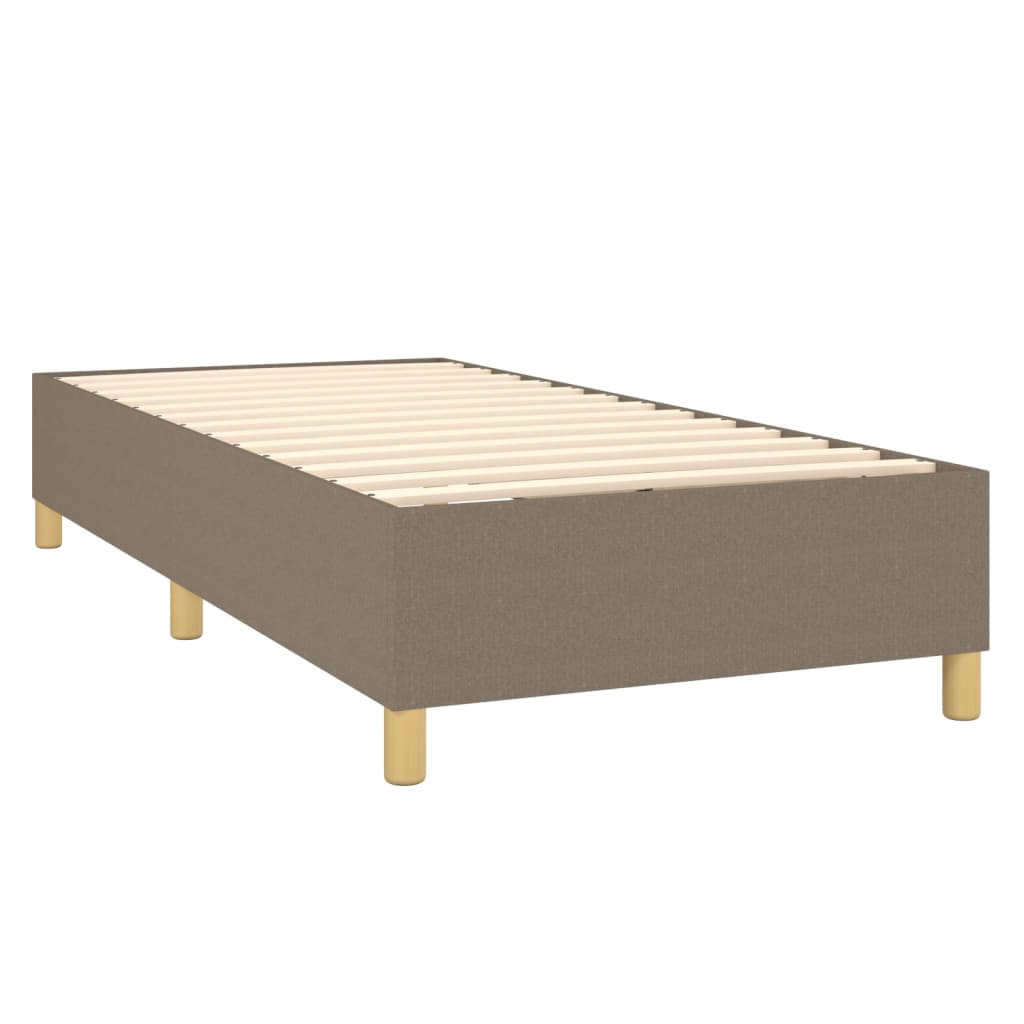 vidaXL Κρεβάτι Boxspring με Στρώμα & LED Taupe 90x200 εκ. Υφασμάτινο