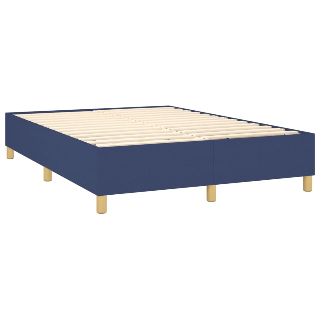 vidaXL Κρεβάτι Boxspring με Στρώμα & LED Μπλε 140x200 εκ. Υφασμάτινο